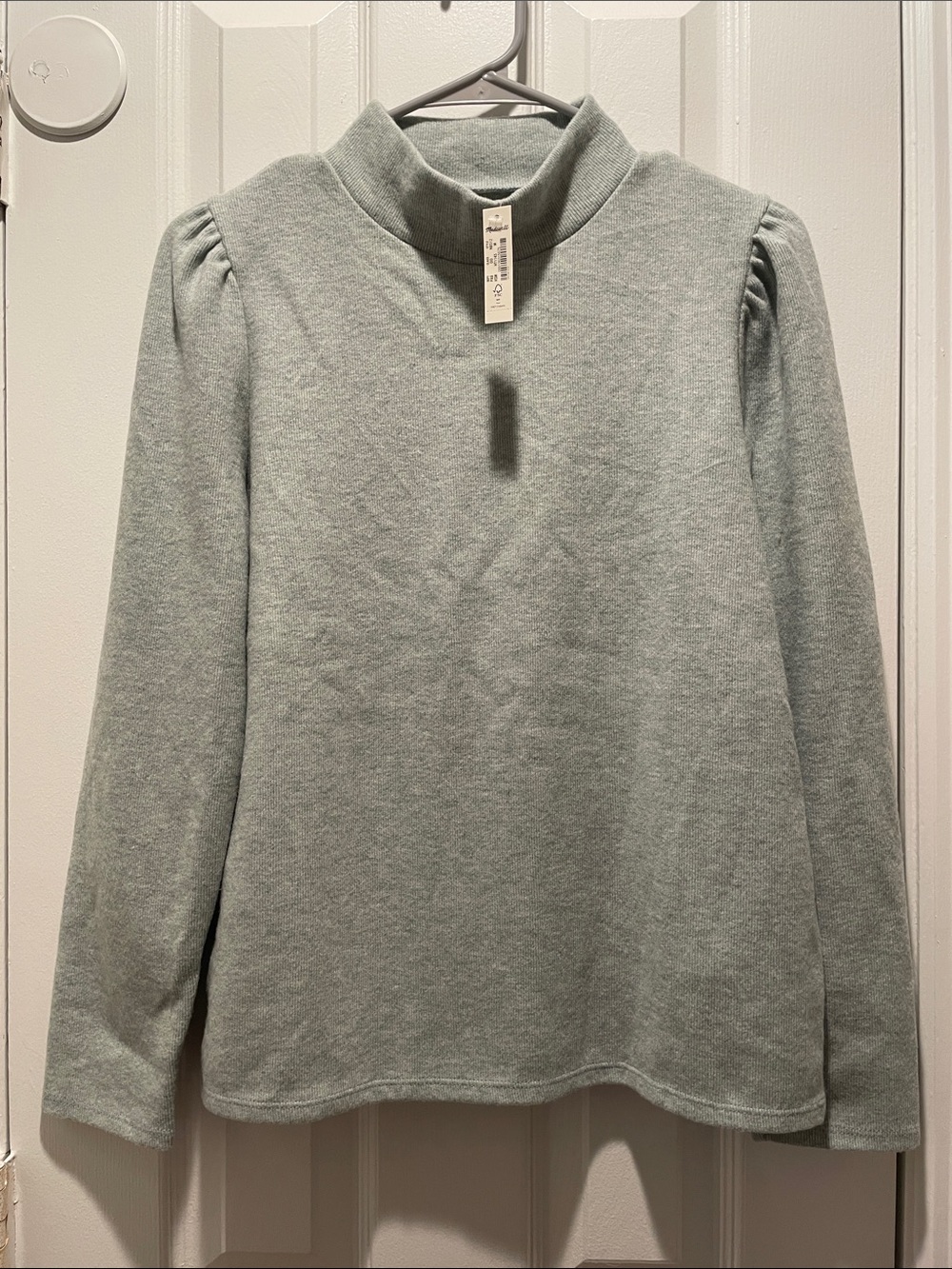 Madewell Sage Ribbed Mock Neck Sweater